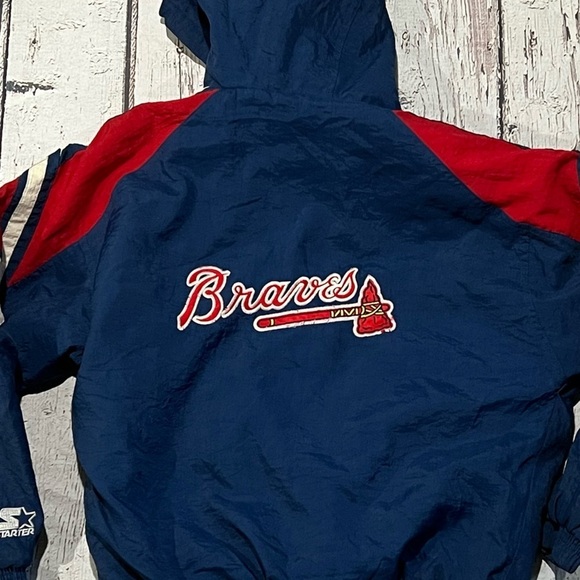 Vintage Boys 1990s Atlanta Braves MLB Baseball Sports Puffy 90s Starter Jacket - Picture 3 of 10